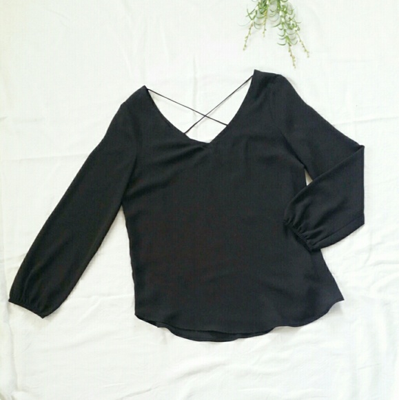 14th & Union Tops - {14th & Union} Black Criss-Cross Back Blouse